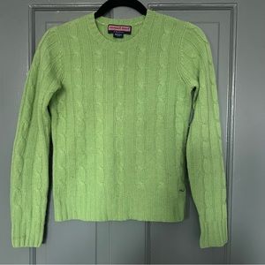 Vineyard Vines Lime Green 100% Cashmere Cable Knit Sweater Sz XS